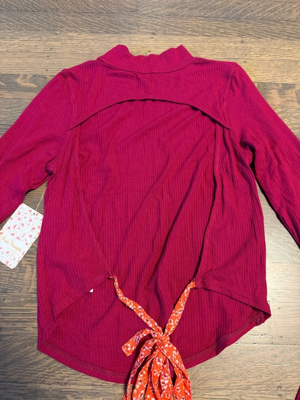 NWT Free People Edge Of Town in Night Out Fuchsia Top Medium Tie Back Open Back